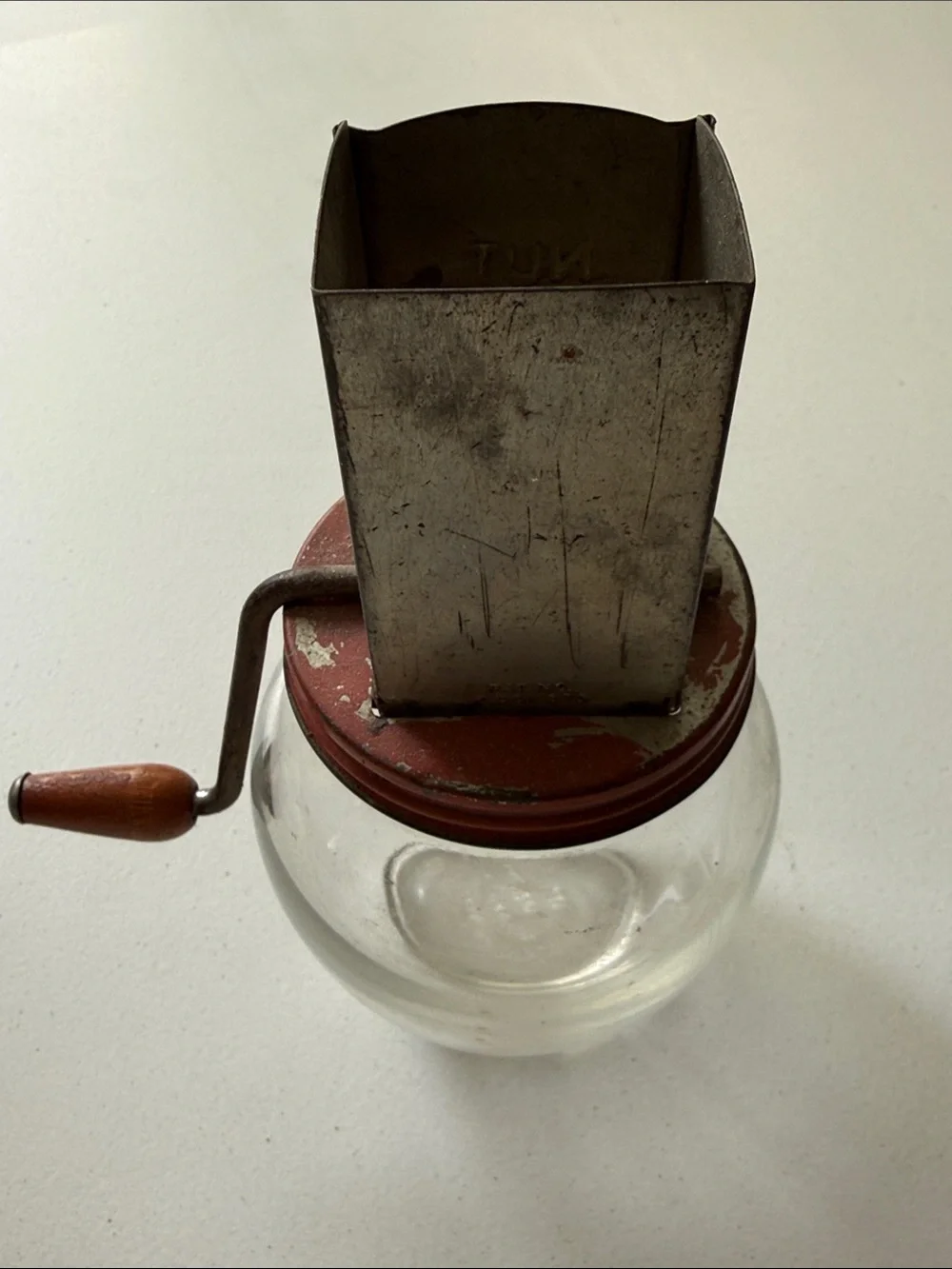 Vintage 1950s Androck Nut Meat Chopper Manual Kitchen Grinder -  Glass & Metal